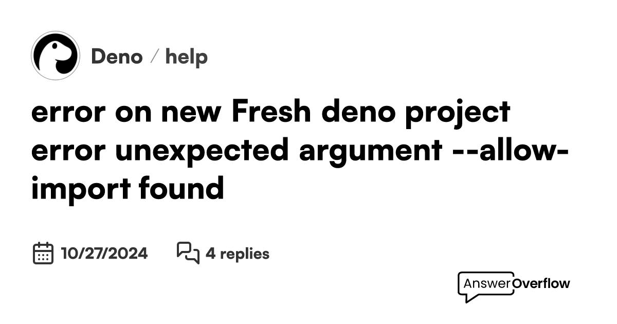 error on new Fresh deno project: error: unexpected argument '--allow ...